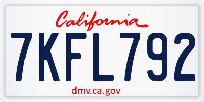 CA license plate 7KFL792