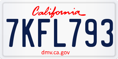 CA license plate 7KFL793