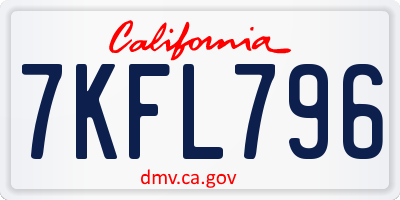 CA license plate 7KFL796