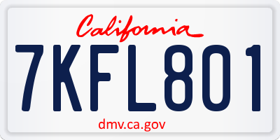CA license plate 7KFL801
