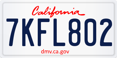 CA license plate 7KFL802