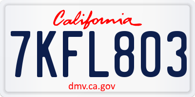 CA license plate 7KFL803