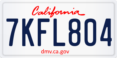 CA license plate 7KFL804