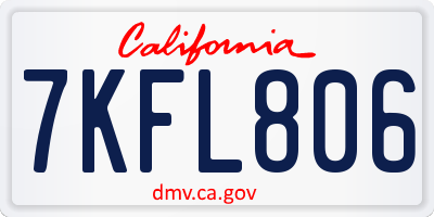 CA license plate 7KFL806