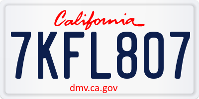CA license plate 7KFL807