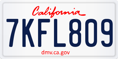 CA license plate 7KFL809