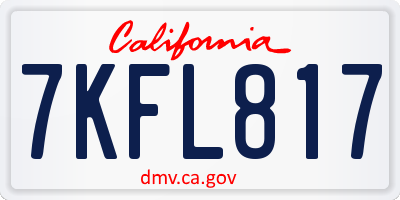 CA license plate 7KFL817