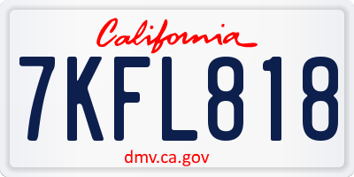 CA license plate 7KFL818