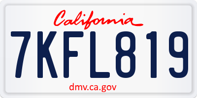 CA license plate 7KFL819
