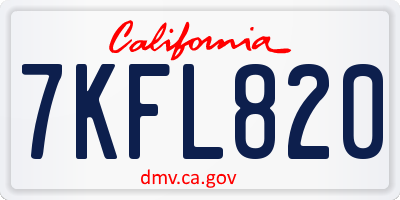 CA license plate 7KFL820