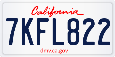 CA license plate 7KFL822