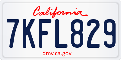 CA license plate 7KFL829