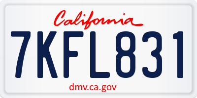 CA license plate 7KFL831