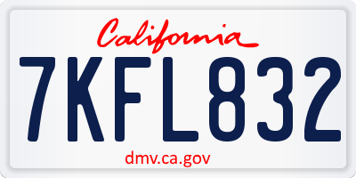 CA license plate 7KFL832