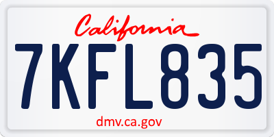 CA license plate 7KFL835