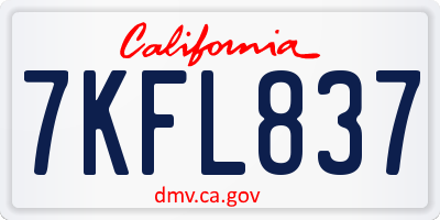 CA license plate 7KFL837