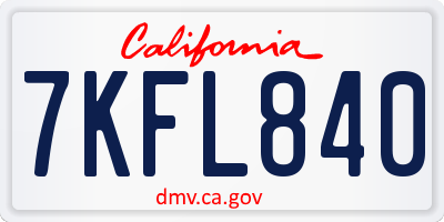 CA license plate 7KFL840