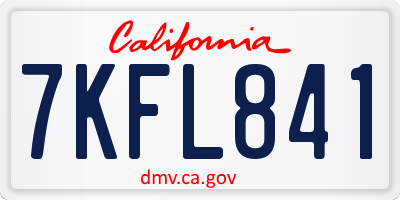 CA license plate 7KFL841