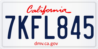CA license plate 7KFL845