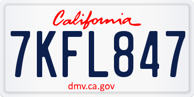 CA license plate 7KFL847
