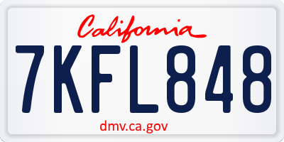 CA license plate 7KFL848