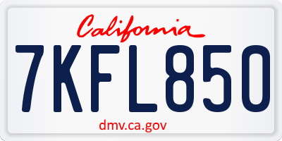 CA license plate 7KFL850