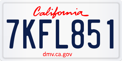 CA license plate 7KFL851