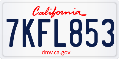 CA license plate 7KFL853