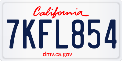 CA license plate 7KFL854