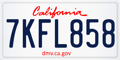 CA license plate 7KFL858