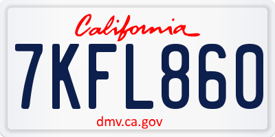 CA license plate 7KFL860