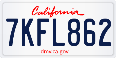 CA license plate 7KFL862