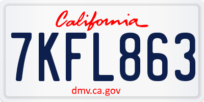 CA license plate 7KFL863