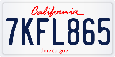 CA license plate 7KFL865