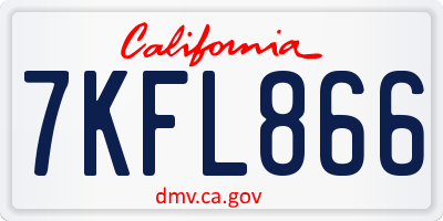 CA license plate 7KFL866