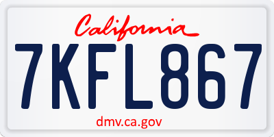 CA license plate 7KFL867