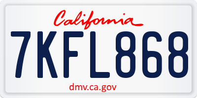 CA license plate 7KFL868