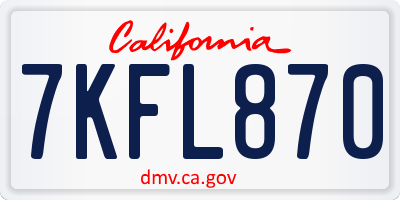 CA license plate 7KFL870