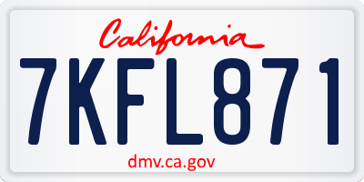 CA license plate 7KFL871