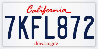 CA license plate 7KFL872