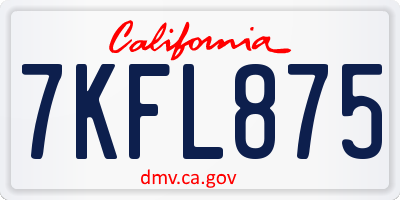 CA license plate 7KFL875