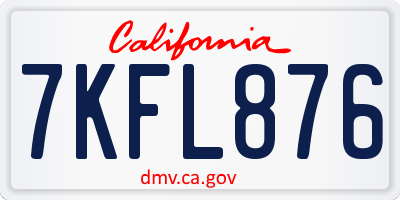 CA license plate 7KFL876