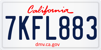 CA license plate 7KFL883