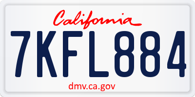 CA license plate 7KFL884