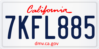 CA license plate 7KFL885