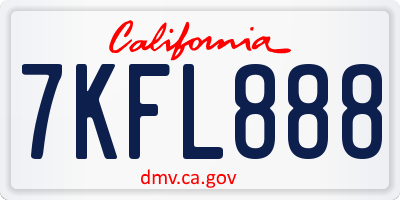 CA license plate 7KFL888