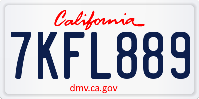 CA license plate 7KFL889