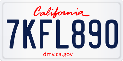 CA license plate 7KFL890