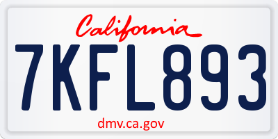 CA license plate 7KFL893