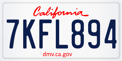CA license plate 7KFL894